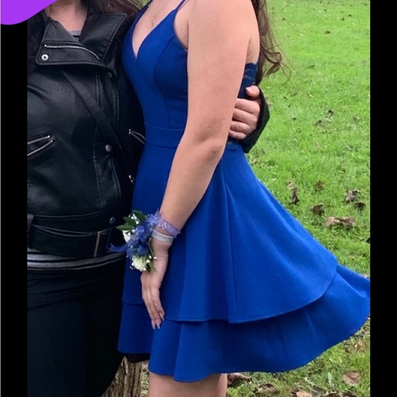 Blue homecoming dress!! Size 4. Lace back. Zips up. Bought for $65 - Picture 4 of 5